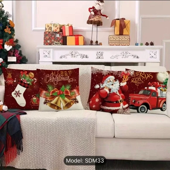 Christmas Pillowcases,17.7x17.7 Inch, Set Of 4, Pillow Inserts Not included B21 - Picture 4 of 5